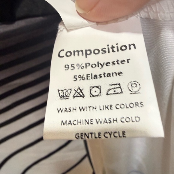 Black & White Bodycon Dress | Abstract Stripe | Front Slit - Picture 2 of 4